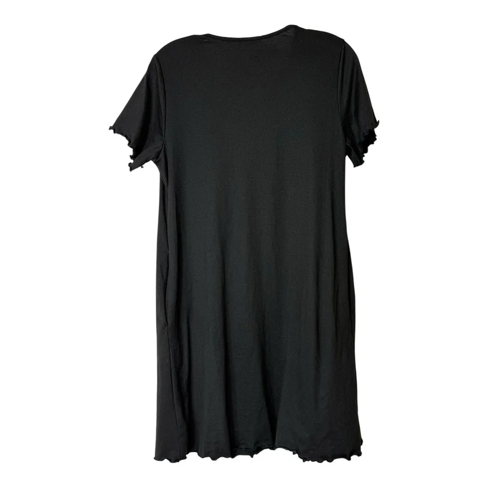 Ekouaer Nightgown‎ Pajama Short Sleeve Sleep Shirt Black Women's Small
